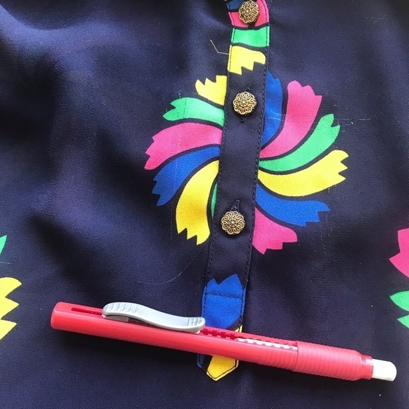 Talkee Navy Blue Multicolor Pinwheel Blouse 3XL - Picture 10 of 10